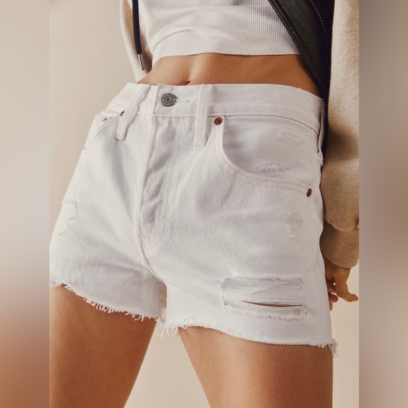 Free People Highwaisted Levi’s 501 Shorts Daisy Dukes Distressed Denim Jean 27 - Picture 10 of 10